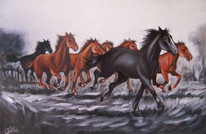 Al galoppo - Olio su tela cm 40x50