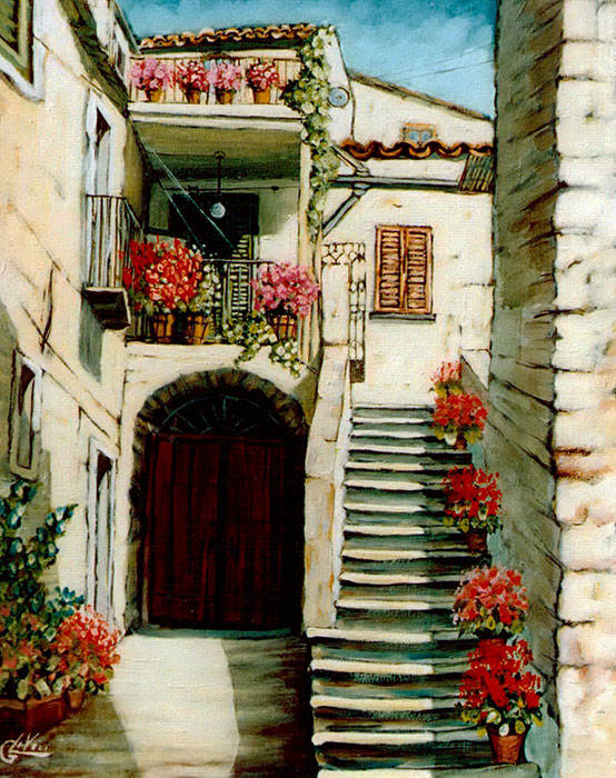 Cortile brianzolo - Oilio su tela cm 40x50