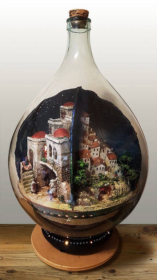 Il dono - Presepe realizzato senza scomporre la damigiana