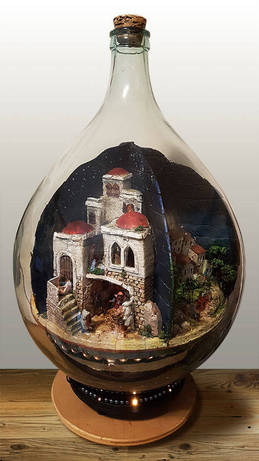 Il dono - Presepe realizzato senza scomporre la damigiana