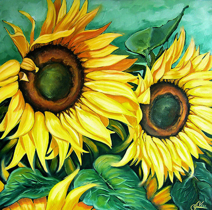 Girasoli Olio su Tela cm 60x60