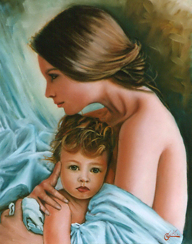 Maternita' - Olio su tela cm 40x50